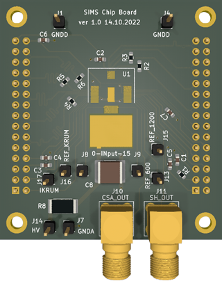 Mainboard with SIMS16 chips on the test stand.